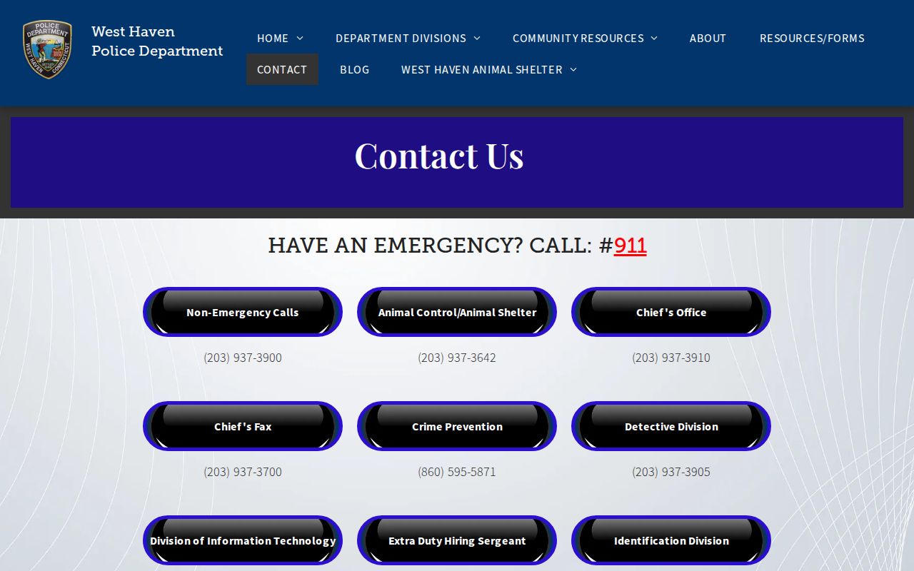 West Haven warrant records police contact directory
